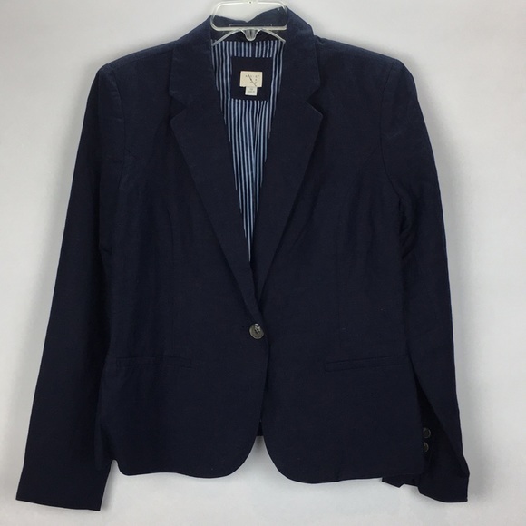 A New Day Navy Linen Blazer New - Picture 4 of 8